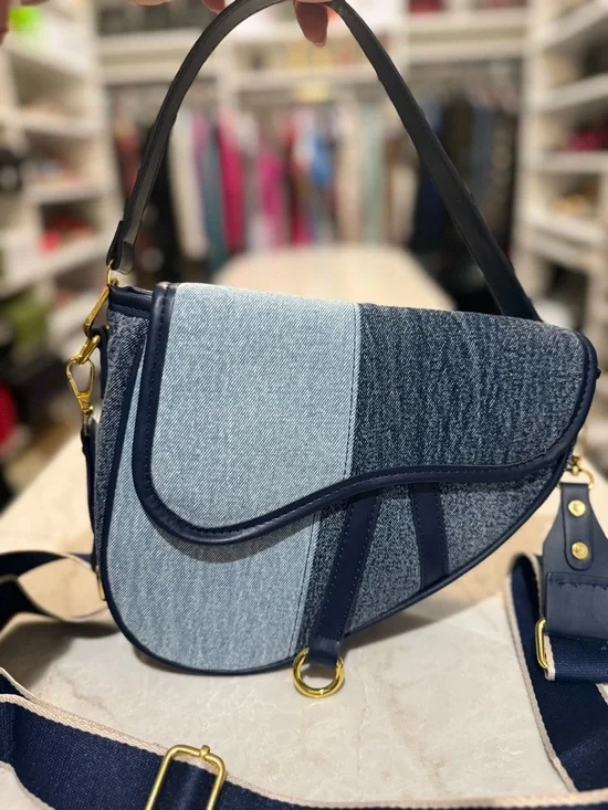 Fashion Canvas  Denim Trendy Saddle Shoulder crossbody Bag  New - Picture 3 of 11